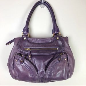 Cole Haan Purple Leather Hobo Bag Zipper Detail